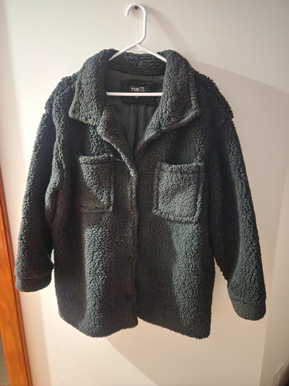 Rue21 Black Teddy Sherpa Button-Up Jacket